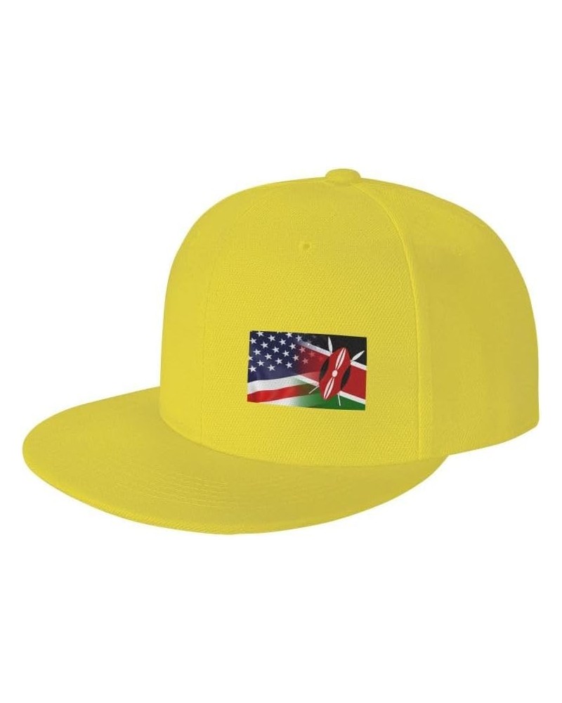 Flag of Kenya and USA Flag-Denim Hats Cowboy Knit hat Baseball Caps Fisherman's hat Yellow $13.05 Baseball Caps