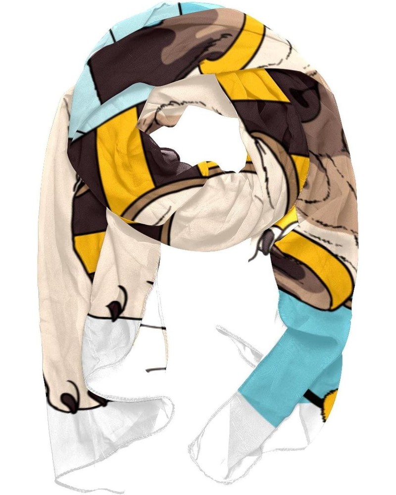 Womens Lightweight Soft Fashion Silk Scarves Sun-proof Shawls Wrap Funnly Pug Costume Bee Pattern Scarf $15.51 Scarves