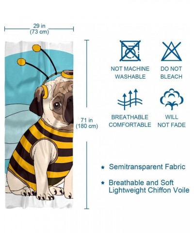 Womens Lightweight Soft Fashion Silk Scarves Sun-proof Shawls Wrap Funnly Pug Costume Bee Pattern Scarf $15.51 Scarves