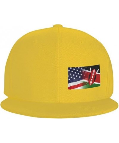 Flag of Kenya and USA Flag-Denim Hats Cowboy Knit hat Baseball Caps Fisherman's hat Yellow $13.05 Baseball Caps