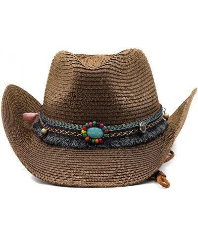 Cowboy Hat with Bowtie, Straw Sun Hat for Cowgirl Milk White staw $14.55 Cowboy Hats