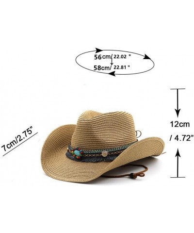 Cowboy Hat with Bowtie, Straw Sun Hat for Cowgirl Milk White staw $14.55 Cowboy Hats