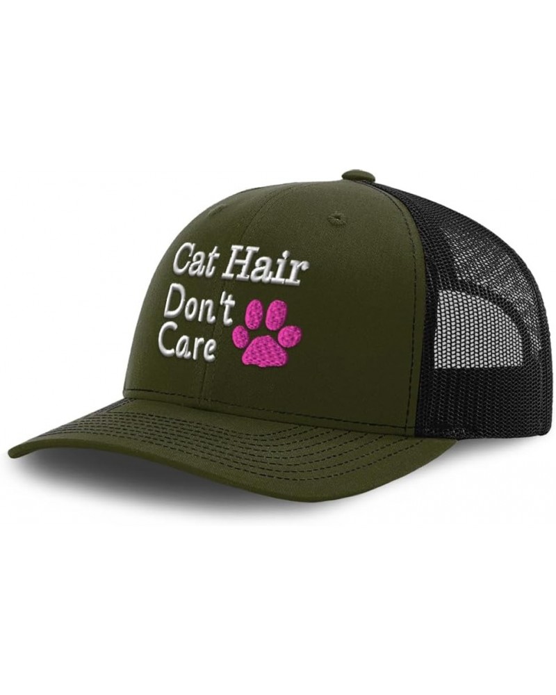 Trucker Baseball Cap Cat Hair Don't Care Cotton Dad Hats for Men & Women Loden Black $13.23 Baseball Caps