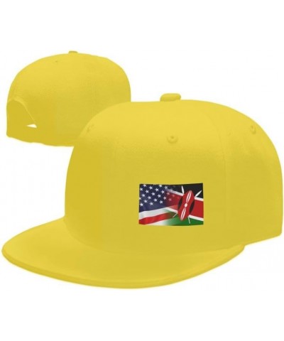 Flag of Kenya and USA Flag-Denim Hats Cowboy Knit hat Baseball Caps Fisherman's hat Yellow $13.05 Baseball Caps