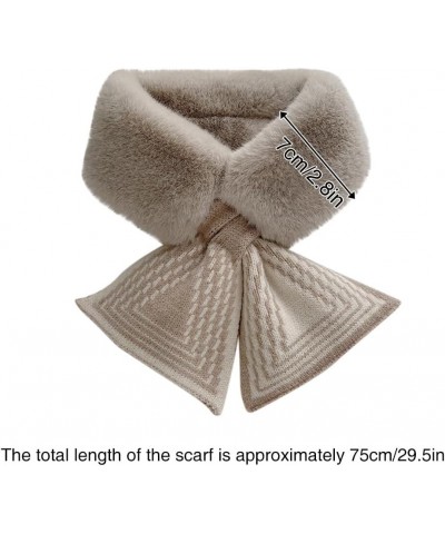 Women Winter Fur Neck Warmer Scarf Knitted Fuzzy Fluffy Collar Warp Neck Warmer Fur Collar Scarf Gray $9.48 Scarves