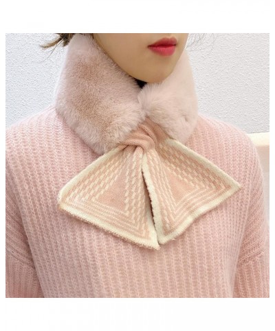 Women Winter Fur Neck Warmer Scarf Knitted Fuzzy Fluffy Collar Warp Neck Warmer Fur Collar Scarf Gray $9.48 Scarves