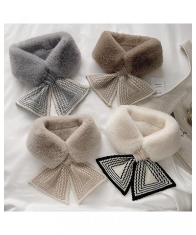 Women Winter Fur Neck Warmer Scarf Knitted Fuzzy Fluffy Collar Warp Neck Warmer Fur Collar Scarf Gray $9.48 Scarves