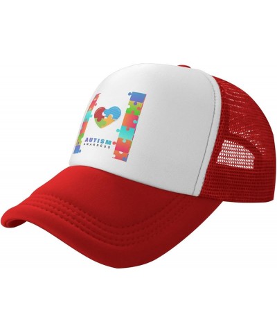 Autism Awareness Baseball Cap Trucker Hats Sports Fan Caps Adjustable Size for Men Women Activities All Seasons Red $8.26 Bas...