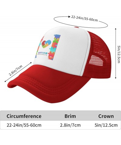 Autism Awareness Baseball Cap Trucker Hats Sports Fan Caps Adjustable Size for Men Women Activities All Seasons Red $8.26 Bas...