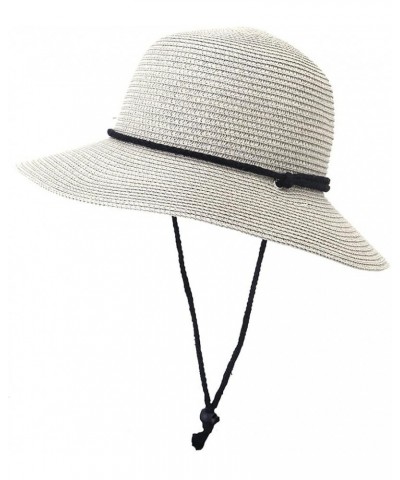 Womens Wide Brim Straw Hat Bucket Cap Summer UV Protection Beach Cap Grey $9.20 Sun Hats