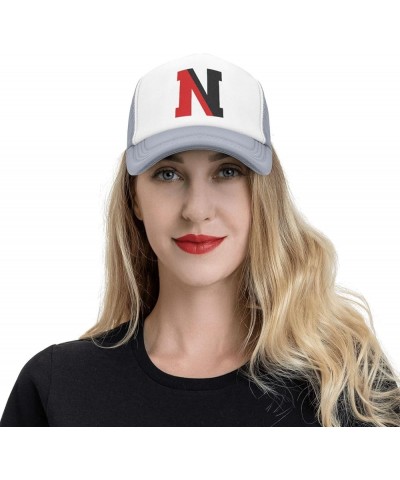 Northeastern University Logo Trucker Hats for Both Men and Women - Mesh Baseball Snapback Hats Gray $11.96 Baseball Caps