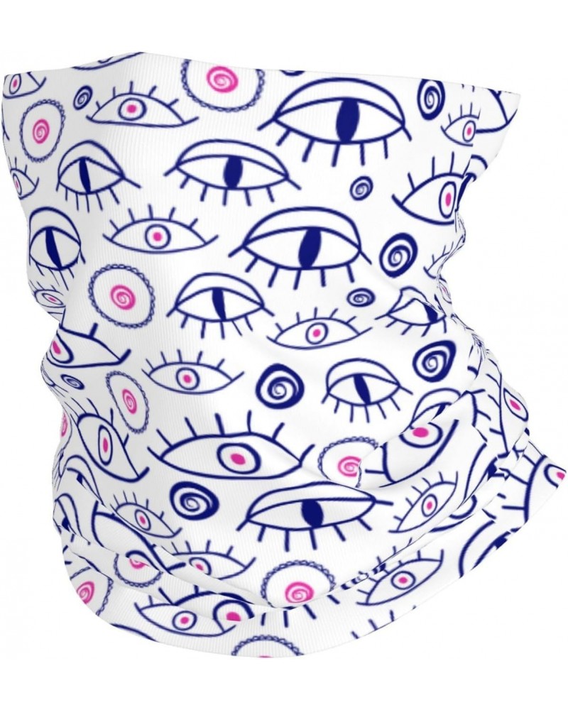 Evil Mystical Eyes Magic Symbols White Neck Gaiter For Women Men Face Mask Balaclava Bandana Headwear Scarf $10.58 Balaclavas