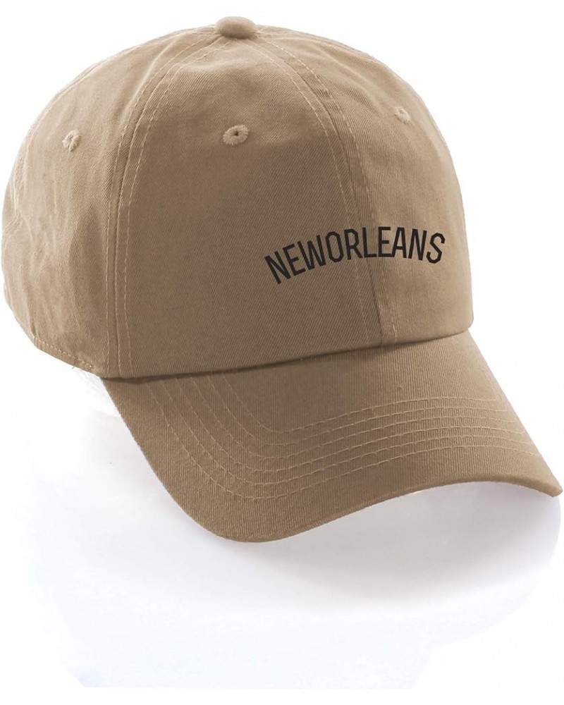 USA Cities Baseball Dad Hat Cap Cotton Unstructure Low Profile Strapback New Orleans Khaki Black $12.21 Baseball Caps