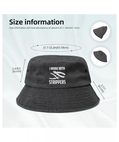 I Work with Strippers Bucket Hat for Men Women Summer Travel Beach Cap Fishing Hat Black Black $10.52 Bucket Hats