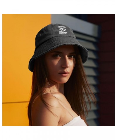 I Work with Strippers Bucket Hat for Men Women Summer Travel Beach Cap Fishing Hat Black Black $10.52 Bucket Hats