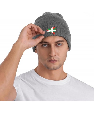 Basque Flag Map Knit Hats Winter Warm Chunky Beanie Hat for Men Women Deep Heather $11.25 Skullies & Beanies