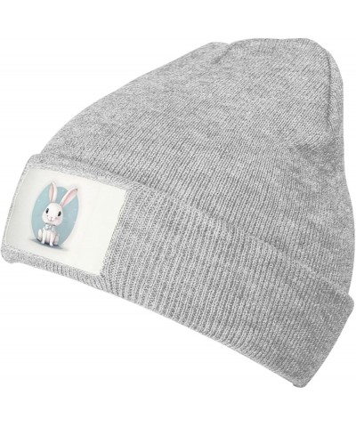 Cute White Rabbit Print Print Knitted Hat Adult Beanie Hat,Elastic Brimless Cap, Doudou Hat Christmas,Birthdays Gray $12.54 S...