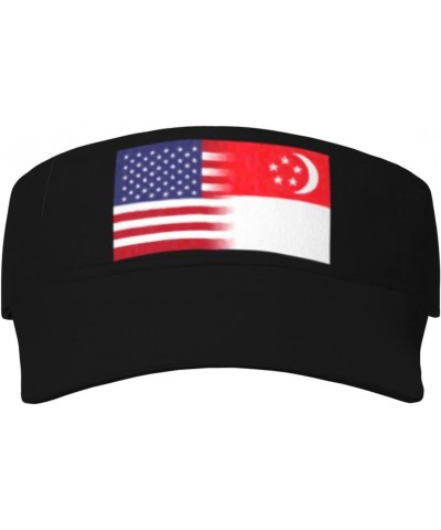 Singapore America Flag Oil Painted Sun Defense Adult Protection Visor536 Black $11.90 Visors