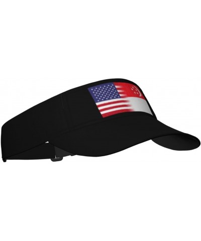 Singapore America Flag Oil Painted Sun Defense Adult Protection Visor536 Black $11.90 Visors