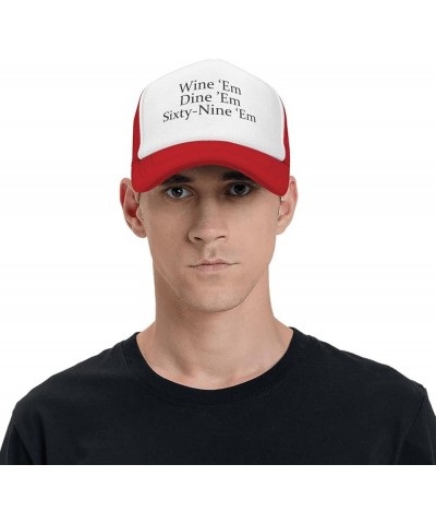 Wine Em Dine Em Sixty Nine Unisex Baseball Cap Low Profile Dad Hat Adjustable Red $10.12 Baseball Caps