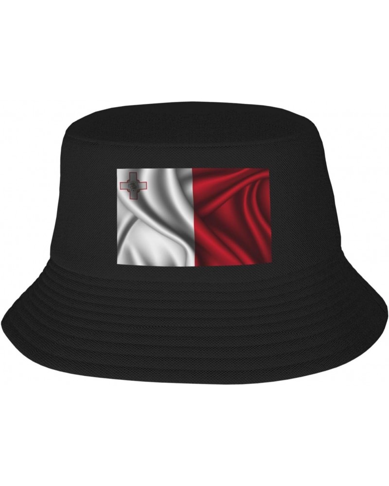 Silk Style Flag of Malta Bucket Hat for Women Men Bucket Hats Summer Sun Hats Beach Travel Fishing Golf Cap Black $9.62 Bucke...