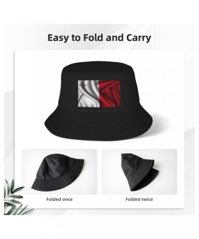 Silk Style Flag of Malta Bucket Hat for Women Men Bucket Hats Summer Sun Hats Beach Travel Fishing Golf Cap Black $9.62 Bucke...