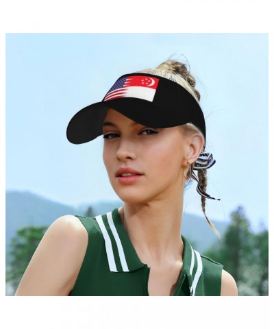 Singapore America Flag Oil Painted Sun Defense Adult Protection Visor536 Black $11.90 Visors