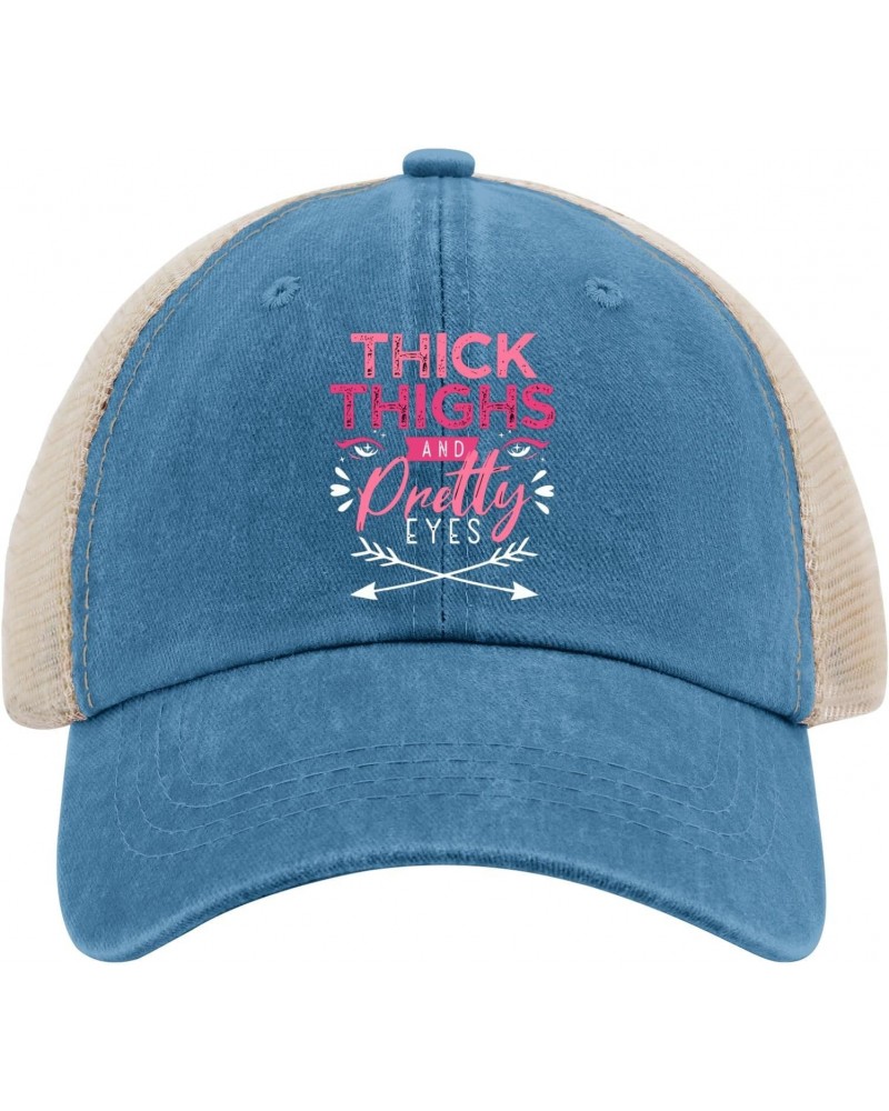 Thick Thighs and Pretty Eyes2 Hats for Womens Baseball Cap Low profilees Washed Running hat Adjustable Lake Blue $9.42 Baseba...