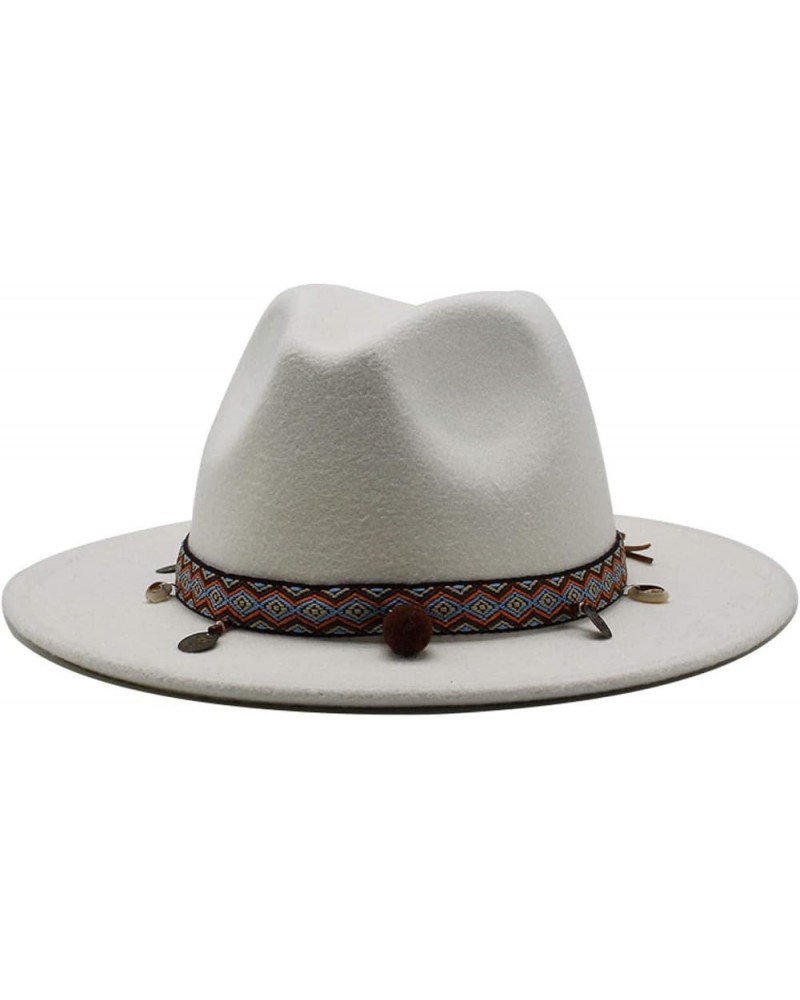 Womans Big Wide Brimmed Wool Felt Floppy Hat Crushable Women Warm Fedora Hats Jazz Hat Caps for Outside White L $19.03 Fedoras