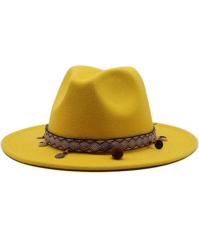 Womans Big Wide Brimmed Wool Felt Floppy Hat Crushable Women Warm Fedora Hats Jazz Hat Caps for Outside White L $19.03 Fedoras