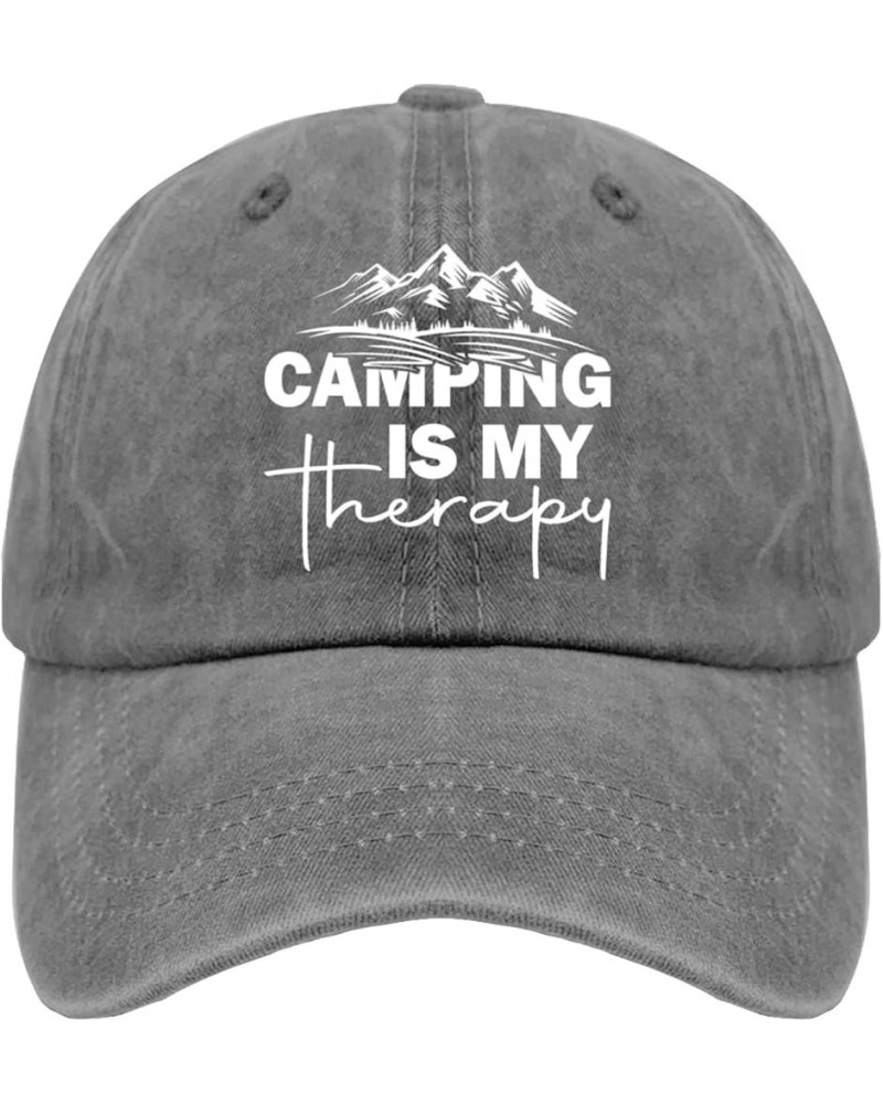 Camping is My Therapy hat Men Cap Pigment Black Men's Hats Gifts for Mom Hiking Hat Pigment Gray $11.99 Sun Hats