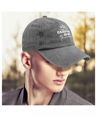 Camping is My Therapy hat Men Cap Pigment Black Men's Hats Gifts for Mom Hiking Hat Pigment Gray $11.99 Sun Hats