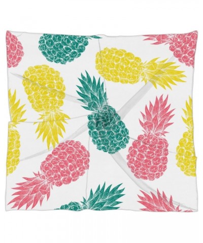 Colored Pineapple 23.6" Square Scarf Women Fashion Silk Feeling Hair Scarves Headscarf Hair Wrap Lightweight Neck Scarf for W...