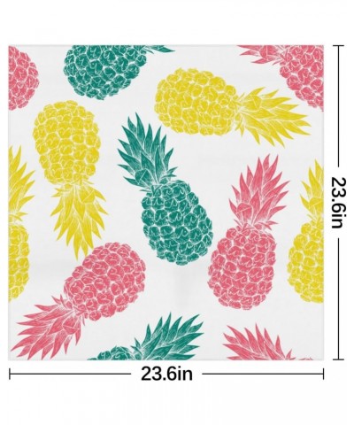 Colored Pineapple 23.6" Square Scarf Women Fashion Silk Feeling Hair Scarves Headscarf Hair Wrap Lightweight Neck Scarf for W...