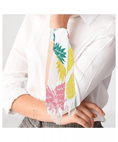 Colored Pineapple 23.6" Square Scarf Women Fashion Silk Feeling Hair Scarves Headscarf Hair Wrap Lightweight Neck Scarf for W...