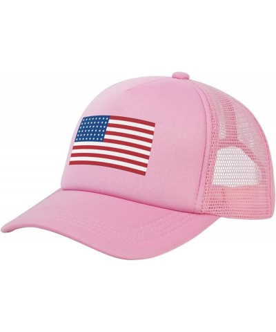 48-Star-Us-Flag Men/Women Adjustable Mesh Hat Trucker Hats Golf Baseball Cap Outdoor Sports Caps Pink $11.00 Baseball Caps