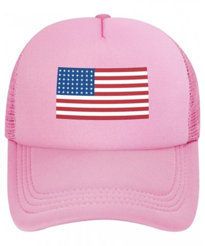 48-Star-Us-Flag Men/Women Adjustable Mesh Hat Trucker Hats Golf Baseball Cap Outdoor Sports Caps Pink $11.00 Baseball Caps