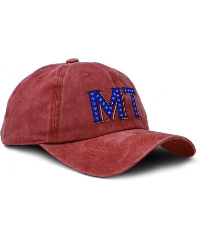 Custom Soft Washed Baseball Cap Montana Blue Flag Stars Dad Hats for Men & Women Red Design Only $15.19 Baseball Caps