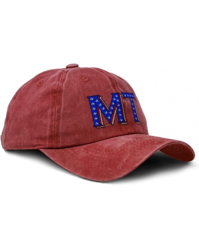 Custom Soft Washed Baseball Cap Montana Blue Flag Stars Dad Hats for Men & Women Red Design Only $15.19 Baseball Caps