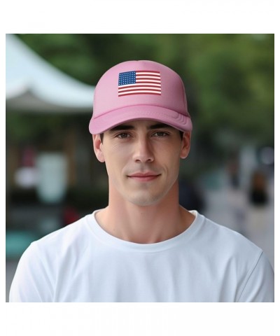 48-Star-Us-Flag Men/Women Adjustable Mesh Hat Trucker Hats Golf Baseball Cap Outdoor Sports Caps Pink $11.00 Baseball Caps