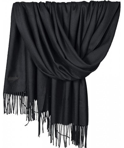 Winter Warm Wraps For Women Pure Cashmere Shawl Wraps Extra Large Thick Soft Pashmina Scarf Solid Color Shawl Black-a $7.44 S...