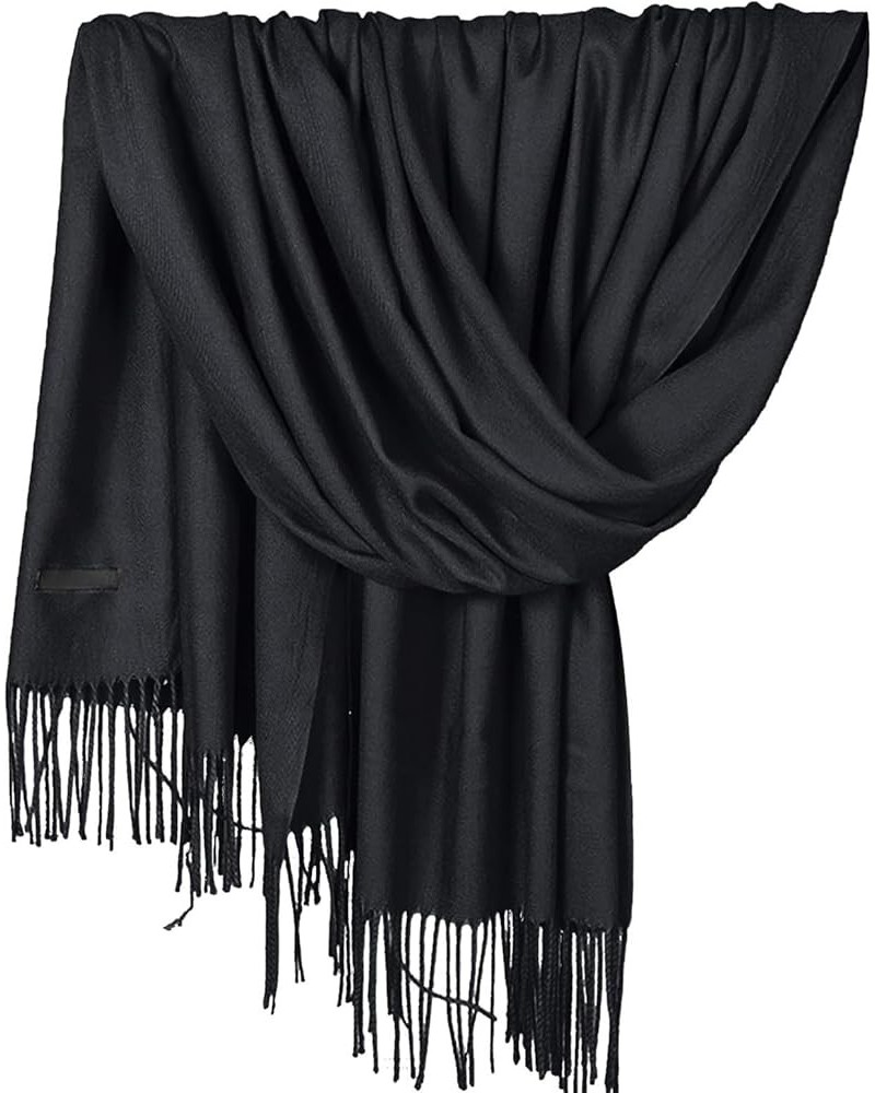 Winter Warm Wraps For Women Pure Cashmere Shawl Wraps Extra Large Thick Soft Pashmina Scarf Solid Color Shawl Black-a $7.44 S...