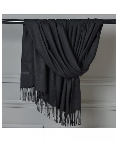 Winter Warm Wraps For Women Pure Cashmere Shawl Wraps Extra Large Thick Soft Pashmina Scarf Solid Color Shawl Black-a $7.44 S...