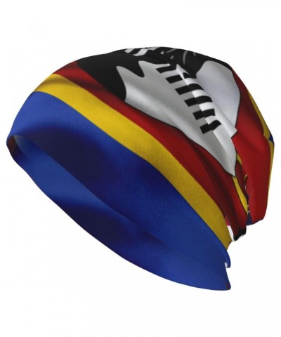 Flag of Eswatini America Beanie Skull Cap Warm Knit Slouchy Hat for Women Men Black $10.36 Skullies & Beanies