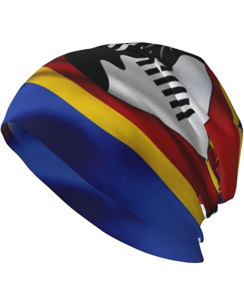 Flag of Eswatini America Beanie Skull Cap Warm Knit Slouchy Hat for Women Men Black $10.36 Skullies & Beanies