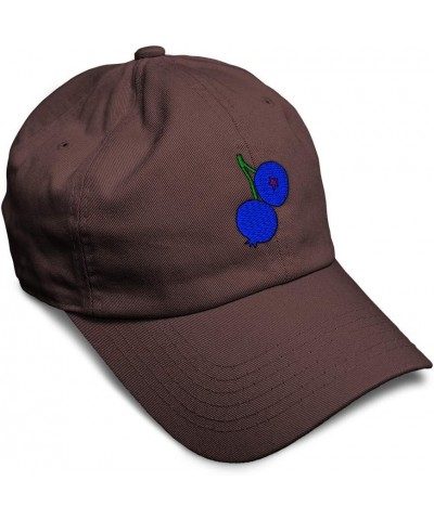 Custom Soft Baseball Cap Blueberries A Embroidery Fruit Funny Twill Cotton Funny Dad Hats for Men & Women Brown Design Only $...