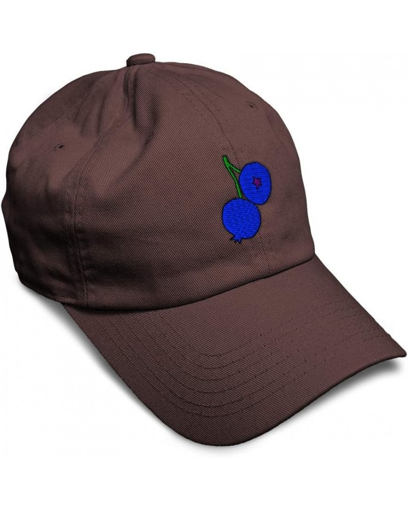 Custom Soft Baseball Cap Blueberries A Embroidery Fruit Funny Twill Cotton Funny Dad Hats for Men & Women Brown Design Only $...