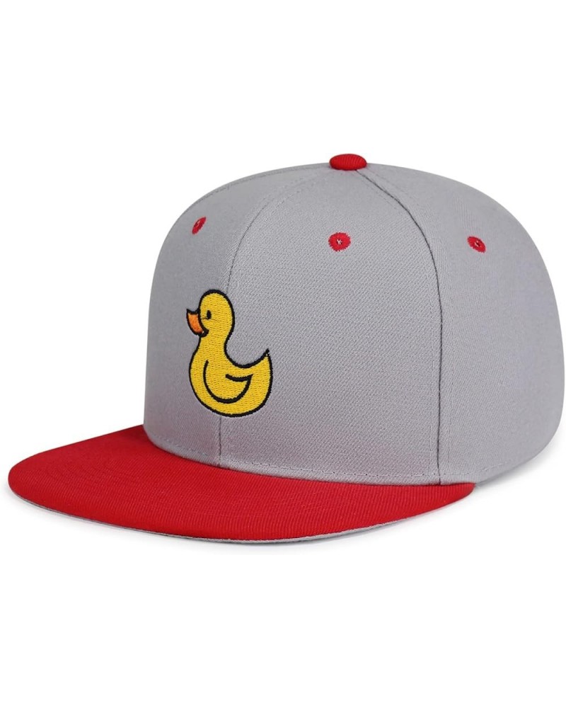 Duck Hip-Hop Snapback Hat Embroidered Baseball Cap Rubberduck Toy 39. Light Grey/Red $11.74 Baseball Caps