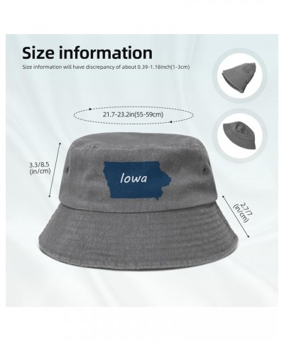 Iowa Terrain Map Bucket Hat for Men Women Outdoor Washed Cotton Sun Hats Travel Beach Hat Gray $10.52 Bucket Hats