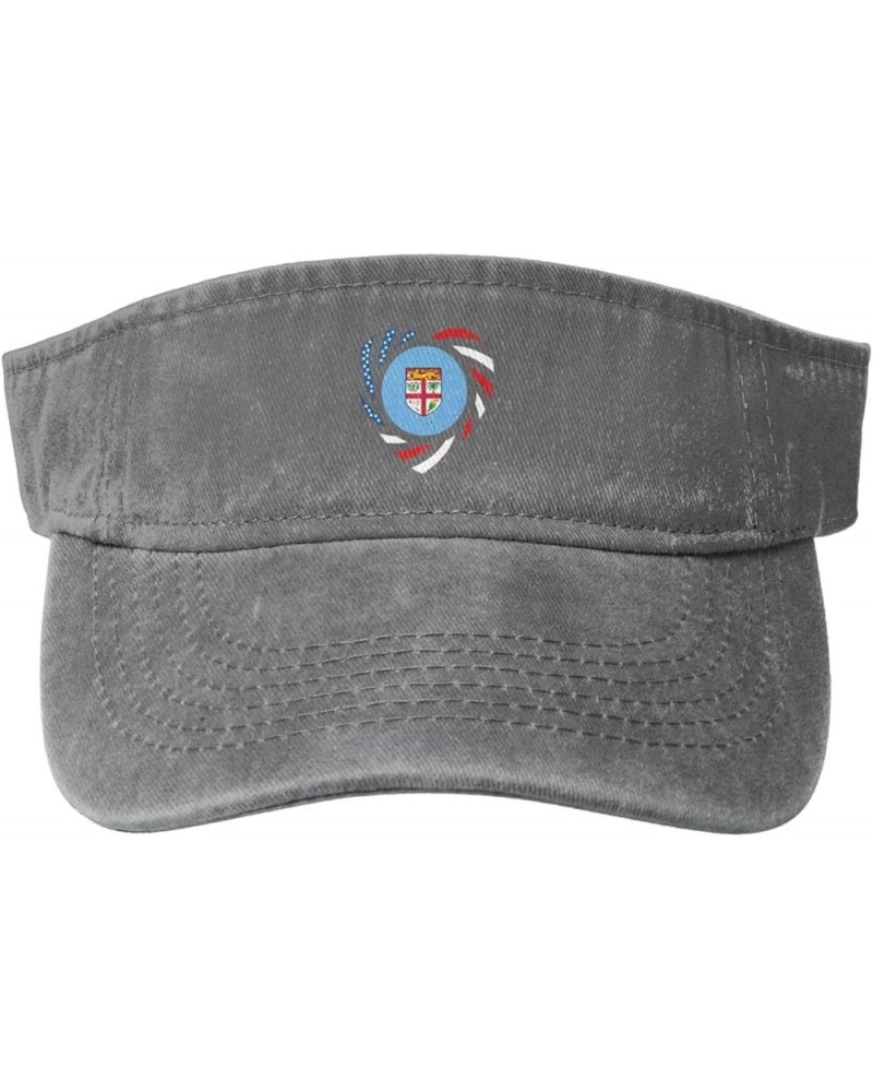 We Heart America and Fiji Love Forever Sun Hat Sun Visor Hats for Women Men Baseball Cap Golf Hats Gray $11.12 Visors